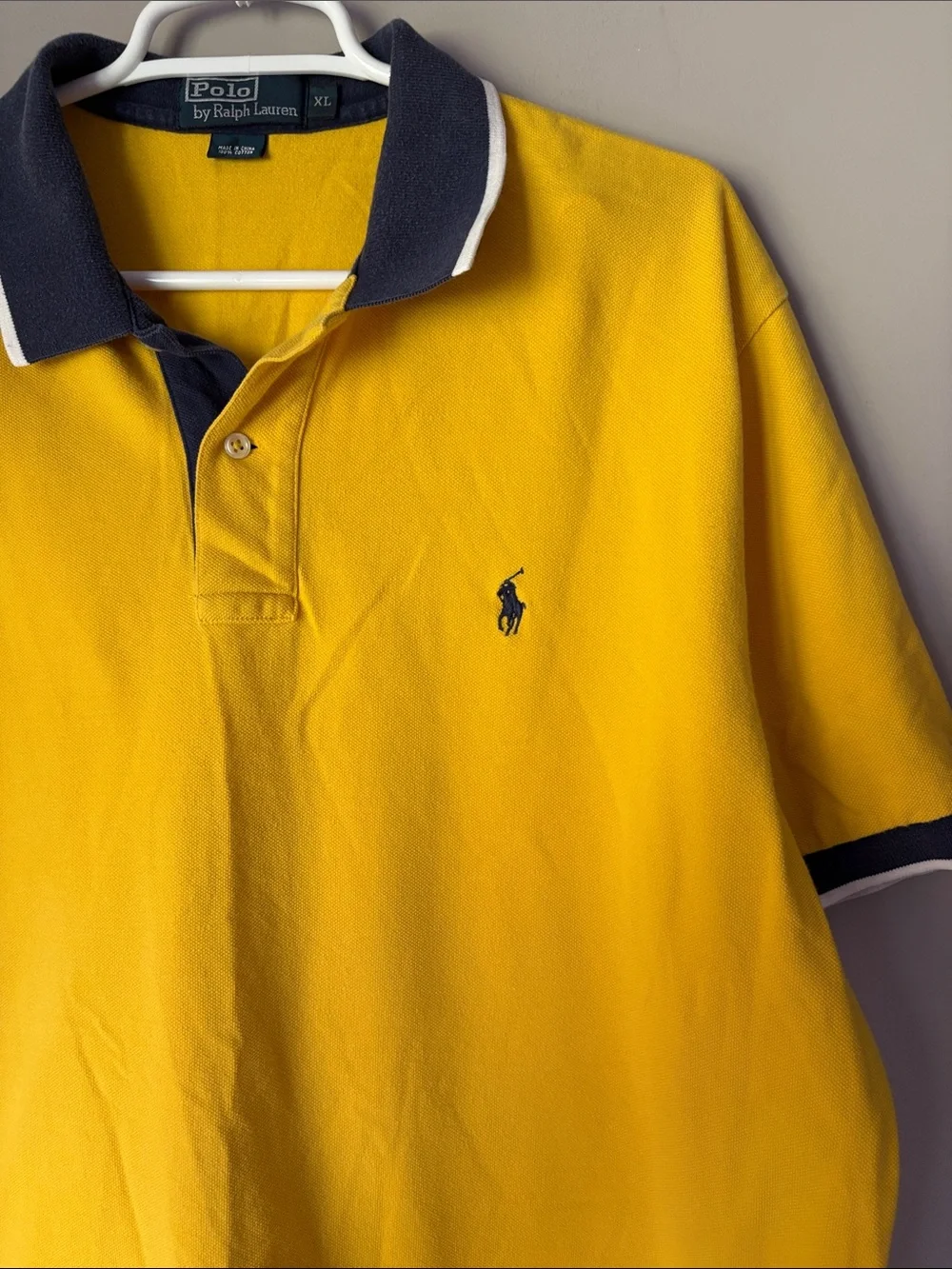 POLO Ralph Lauren RARE Contrast Yellow Blue Stripe Short Sleeve Polo